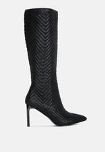 Load image into Gallery viewer, prinkles quilted italian block heel calf boots-11