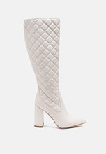 Load image into Gallery viewer, quilt knee high block heeled boots-0