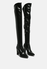 Load image into Gallery viewer, zade thigh high long boots in stretch patent pu-7