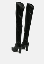 Load image into Gallery viewer, zade thigh high long boots in stretch patent pu-8