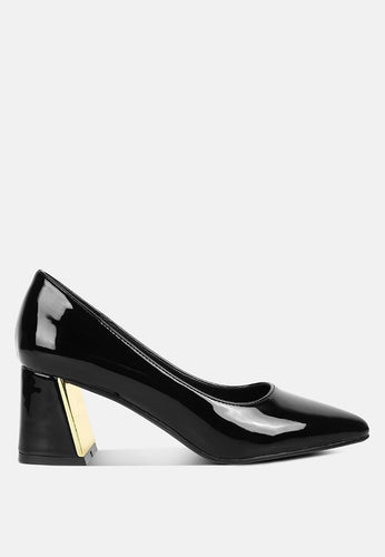 zaila metallic accent block heel pumps-0